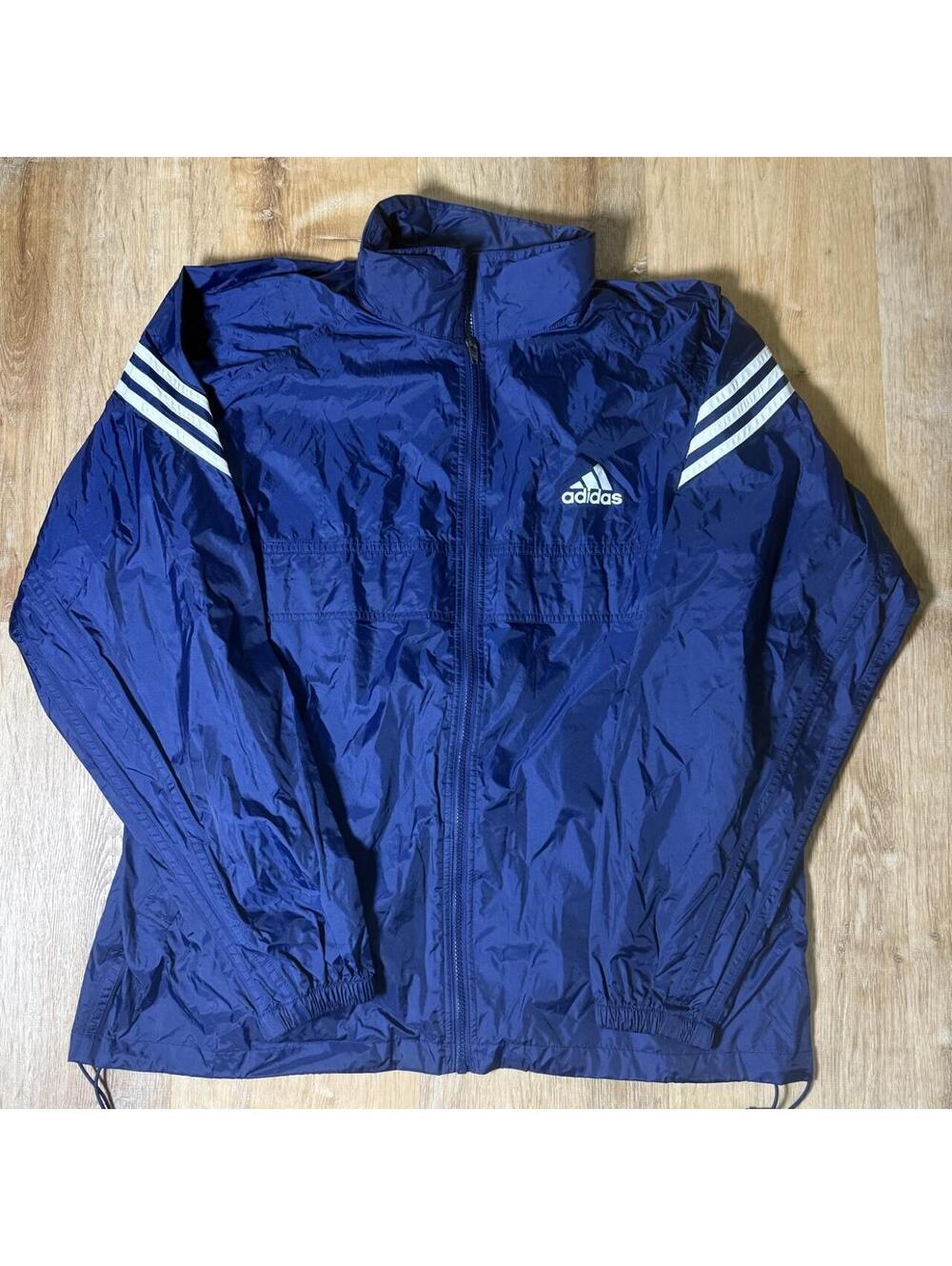 90s Adidas Navy Blue Windbreaker Jacket Size L